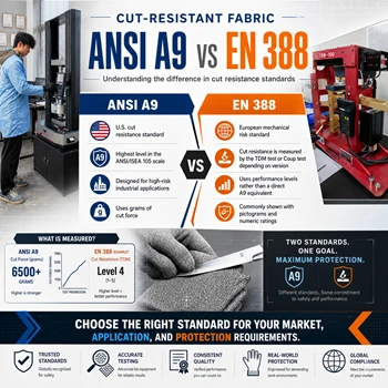 Can an ANSI A9 cut-resistant fabric also achieve the highest rating in EN 388...